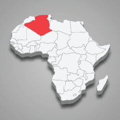 Obraz premium Algeria country location within Africa. 3d map