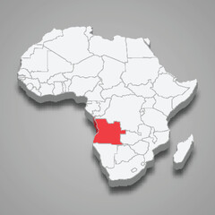 Angola country location within Africa. 3d map