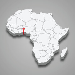 Obraz premium Benin country location within Africa. 3d map