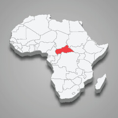 Central African Republic country location within Africa. 3d map