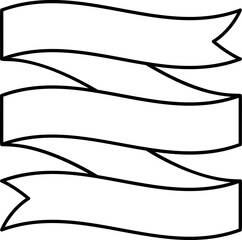 Black ribbon template banner vector illustration. Different shapes outline ribbons and curved labels with empty spaces for message