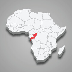 Obraz premium Congo country location within Africa. 3d map