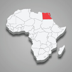 Egypt country location within Africa. 3d map