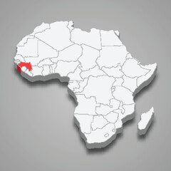 Guinea country location within Africa. 3d map