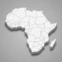 Guinea-Bissau country location within Africa. 3d map