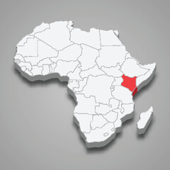  country location within Africa. 3d map Kenya