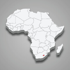  country location within Africa. 3d map Lesotho