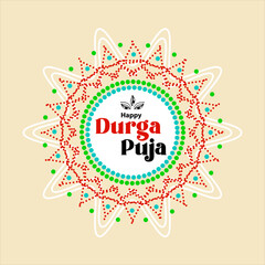 Happy durga puja mandala illustration of a card