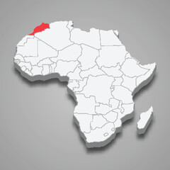  country location within Africa. 3d map Morocco
