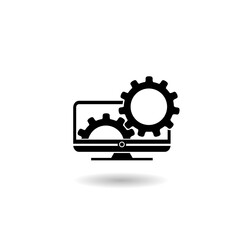 Online monitoring service icon logo with shadow