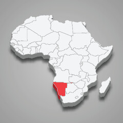 Obraz premium country location within Africa. 3d map Namibia