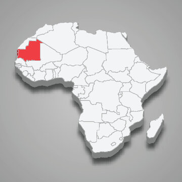 recommend clip art:  country location within Africa. 3d map Mauritania