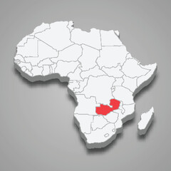  country location within Africa. 3d map Zambia