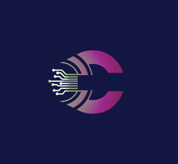 C letter Technology logo design. with Communication Service. Modern Design