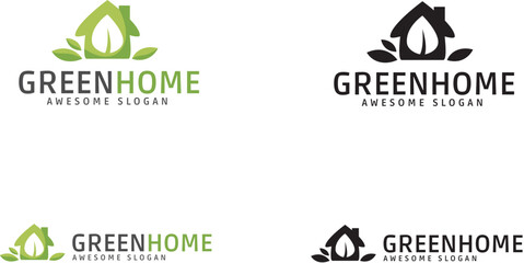 Green home logo template