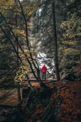 Herbst Rißlochwasserfälle im Naturpark Bayerischer Wald. Bayern Deutschland