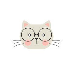 Cute grey cat with glasses