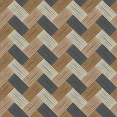 Seamless geometric tile pattern. Brown floor with wooden texture. Scribble texture. Textile rapport. Embroidery. abstract vector illustration for floor, background, wall, texture or print.