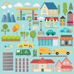 City map elements icon set. Vector illustration.