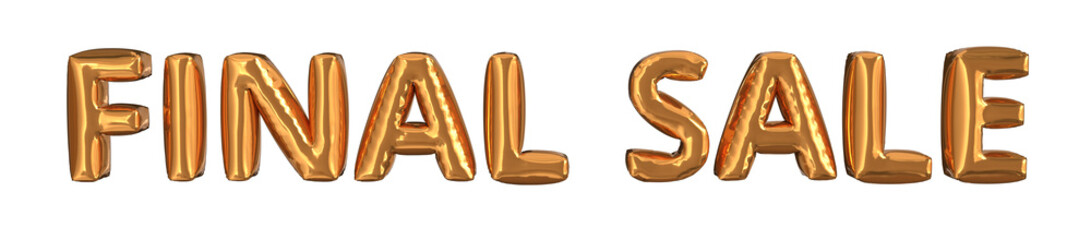 3d rendering of gold foil balloons text of final sale, suitable for advertising content