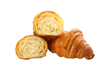 Fototapeta premium Fresh tasty croissants on transparency background. French pastry.