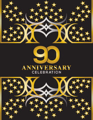 Creative vector illustration of Anniversary celebration of 90 years background. Anniversary invitation card. Celebration template design