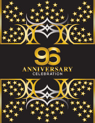 Creative vector illustration of Anniversary celebration of 96 years background. Anniversary invitation card. Celebration template design