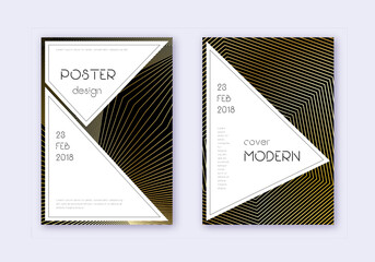 Stylish cover design template set. Gold abstract l