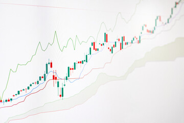 Rising stock market chart on white background