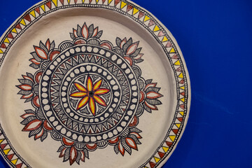 Maithili art work on cotton white clothes. Maithili is an art of Bihar in india which done by hand.