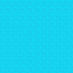 Glowing blue spiral wave circle seamless pattern. Geometric line fabric seamless patterns bright blue background. Design for textile, wallpaper, clothing, backdrop. Retro modern vector illustration.