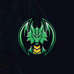 Dragon mascot logo design with a modern illustration concept for printing badges, emblems, and t-shirts. dragon head illustration.