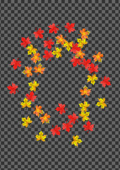 Yellow Plant Background Transparent Vector. Floral Ground Card. Green Canadian Leaf. Design Leaves Texture.