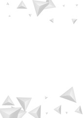 Greyscale Element Background White Vector. Origami Isolated Banner. Hoar Construction Card. Pyramid Decorative. Silver Crystal Design.