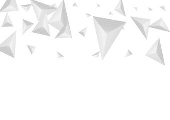 Grizzly Fractal Background White Vector. Polygon 3d Texture. Silver Volume Design. Shard Gradient. Greyscale Origami Card.