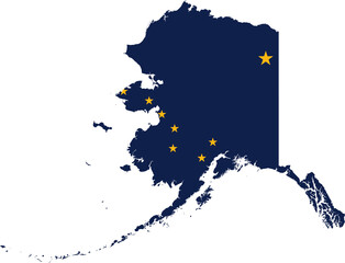 Alaska USA Map Flag. AK US Outline Boundary Border Shape State Flag Sign Symbol Atlas Geography Banner. Alaskan Transparent PNG Flattened JPG Flat JPEG