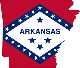 Arkansas USA Map Flag. AR US Outline Boundary Border Shape State Flag Sign Symbol Atlas Geography Banner. Arkansan Arkansawyer Transparent PNG Arkanite Flattened JPG Flat JPEG