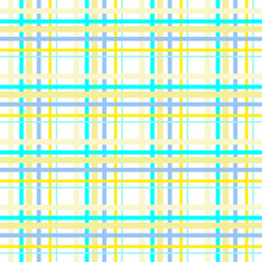 Scottish tartan plaid fabric line yellow blue color seamless patterns. Geometric motif vintage retro modern style. Fabric madras pattern minimal folk print vector. Design for backdrop clothing textile