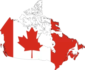 Fotobehang Canada Map Flag. Canadian Border Boundary Country Shape Nation National Outline Atlas Flag Sign Symbol Banner. Transparent PNG Flattened JPG Flat JPEG © xileodesigns