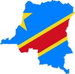 Democratic Republic of the Congo Map Flag. Congo-Kinshasa Border Boundary Country Shape Nation National Outline Atlas Flag Sign Symbol Banner. DR Congo Transparent PNG DROC Flattened JPG Flat JPEG