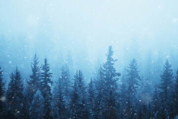Fototapeta na wymiar winter background snowfall trees abstract blurred white