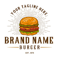 vintage burger logo. for your fast food, sticker, menu, website, your promotional items