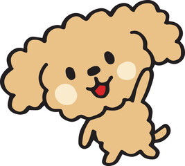 ゆるい手描きのトイプードル　はい！返事ポーズ