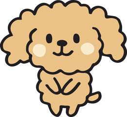 ゆるい手描きのトイプードル　かしこまるポーズ