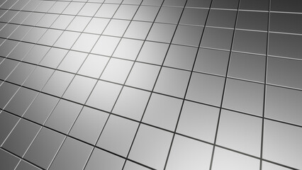 Smooth realistic floor with metallic tiles as background