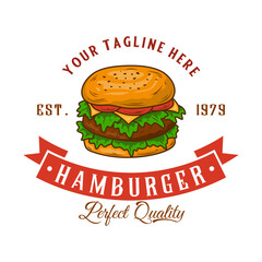 Fast food. hand drawn burger vector illustration design. for fast food packaging, restaurant and cafe menu decoration.
