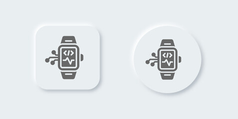 Smartwatch solid icon in neomorphic design style. Smart watch signs vector illustration.