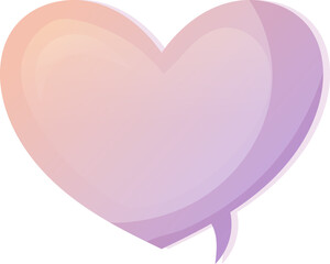 Speech bubble heart shape. Speak bubble for text. Hand drawn chatting box. Message box in cartoon gradient style.