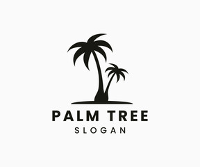Palm tree logo design. Beach logo design template. Palm tree vector icon