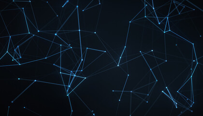 3d illustration with abstract futuristic technology imagery with polygonal shapes on dark blue background. Digital technology concept